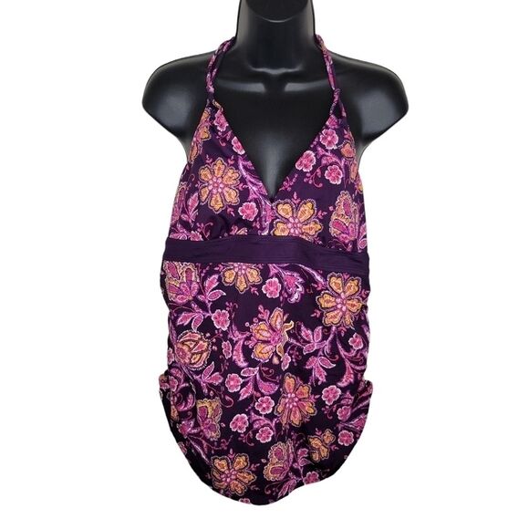Motherhood Maternity floral tankini swimsuit size Large - Picture 1 of 8